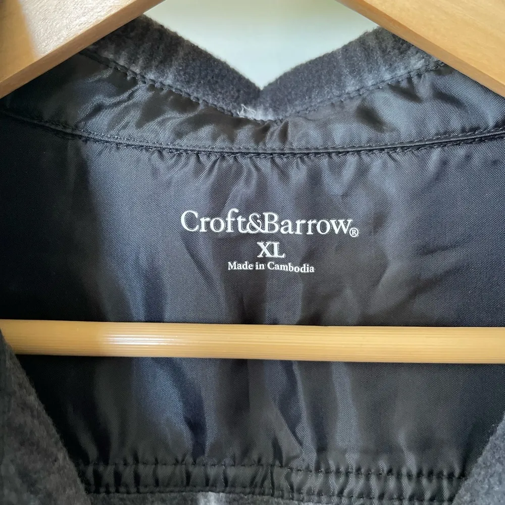 Croft & Barrow Black White Plaid Fleece Shacket Button Down Shirt Unisex Sz XL - Image 3