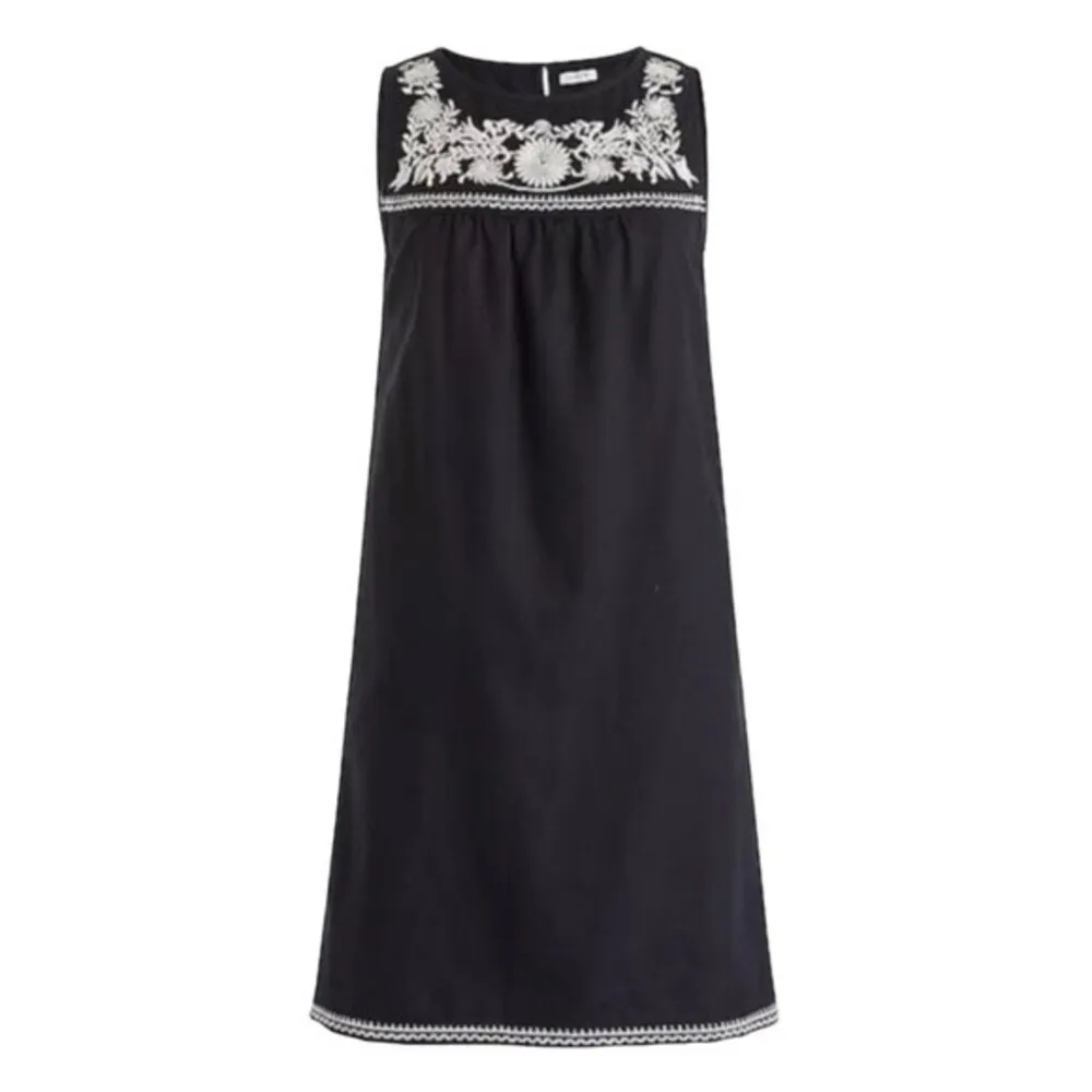 J. Crew Embroidered Linen Sleeveless Mini Shift Dress Black & White Size Small - Image 3