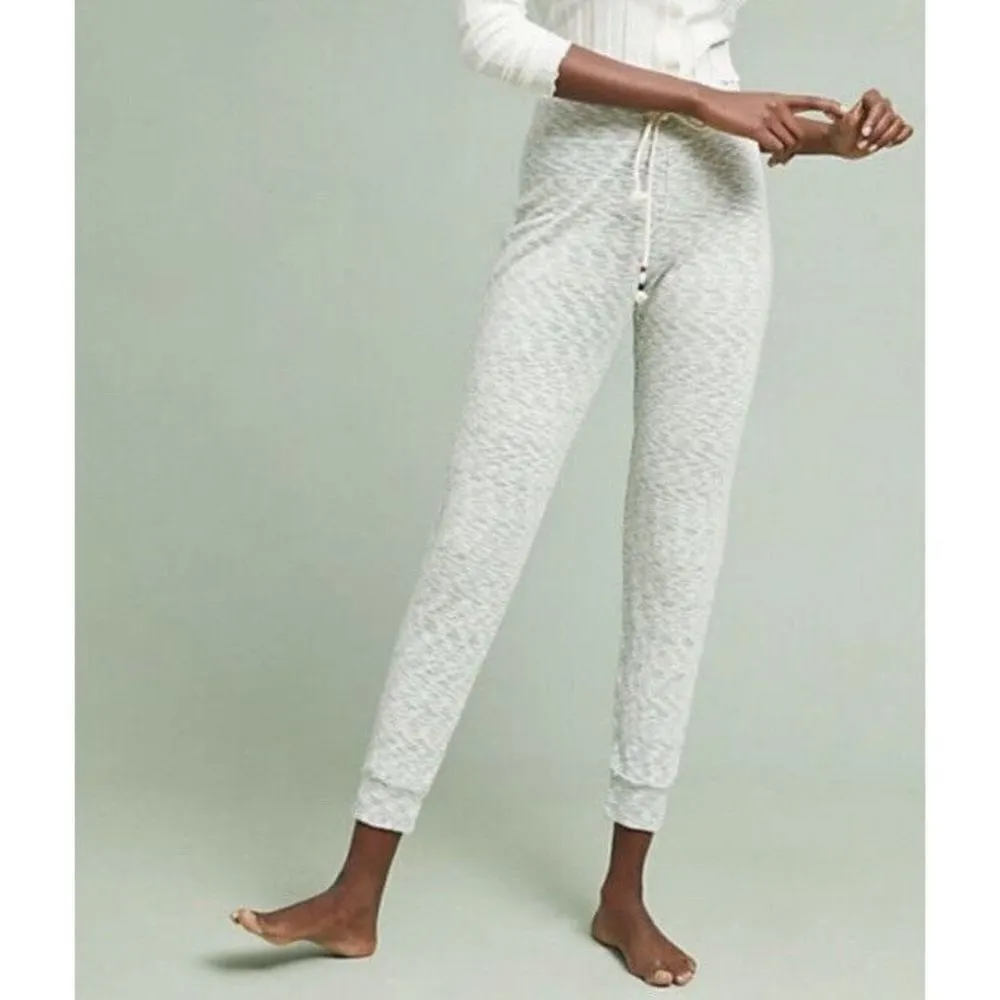 Anthropologie Sol Angeles Women's Textured Joggers Pants‎ Blue White Size XL - Image 2