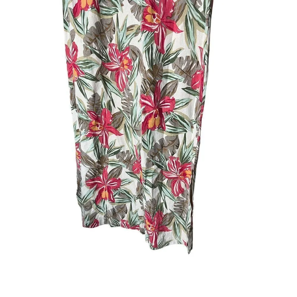 Vintage‎ Anna and Frank Silk Linen Blend Flower Print Maxi Skirt Size M Green Size M - Image 3
