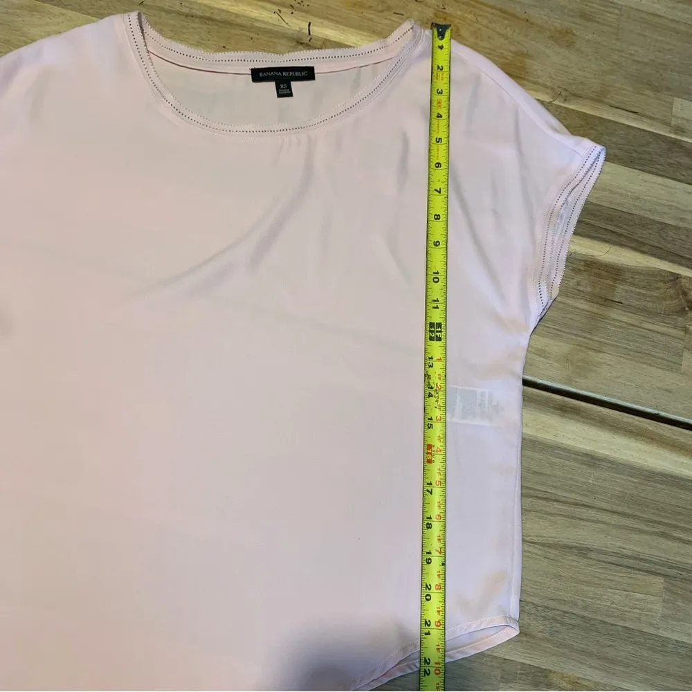 Light Pink Picot-Trim Short Sleeve Top XS - Image 4