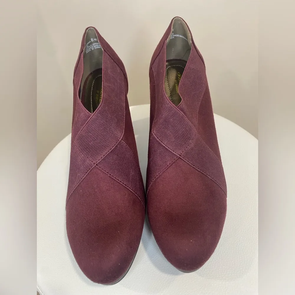 Cloudwalkers Burgundy Heeled Booties Women’s 8W Slip - Image 2