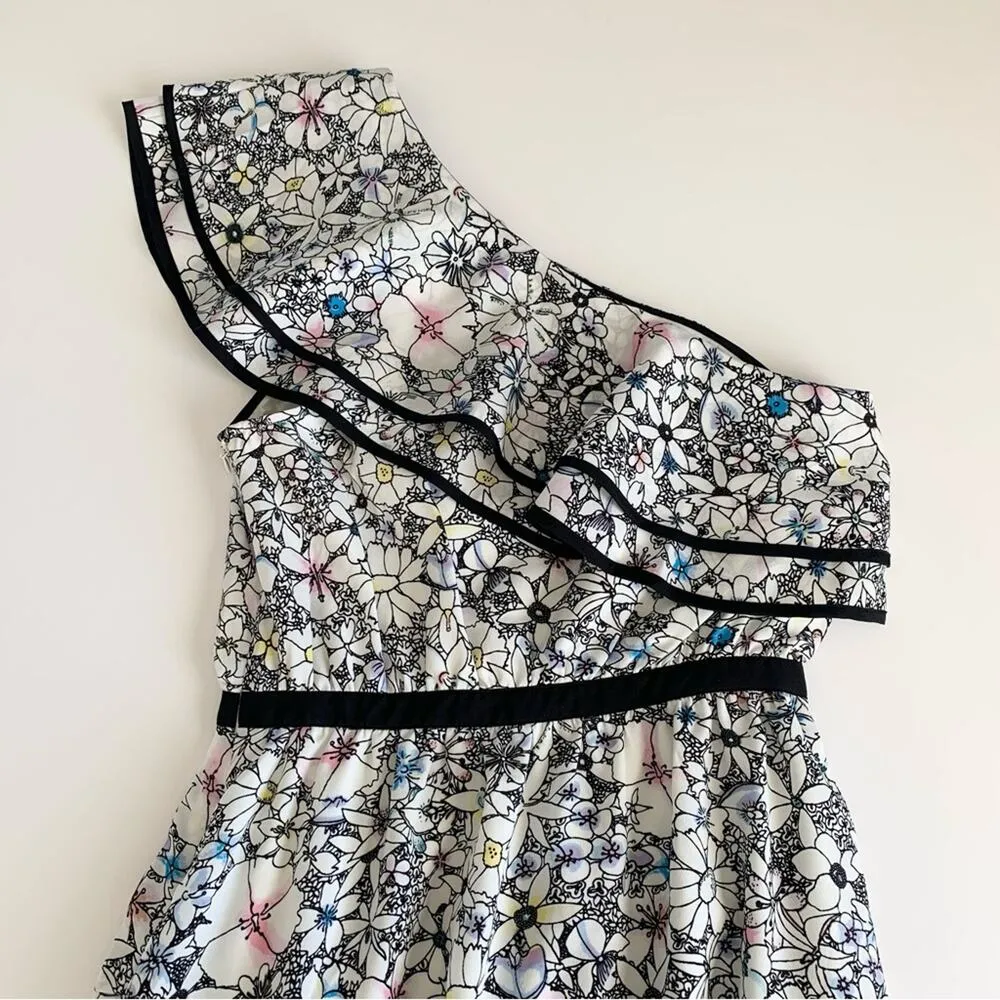 Likely Contour Daisy Delbarton Floral Asymmetrical Ruffle One Shoulder Dress 0 - Image 13