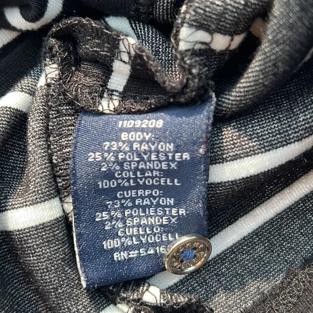 Tommy Hilfiger Jersey Dress White Stripes Denim Collar 3/4 Sleeve Size M - Image 8