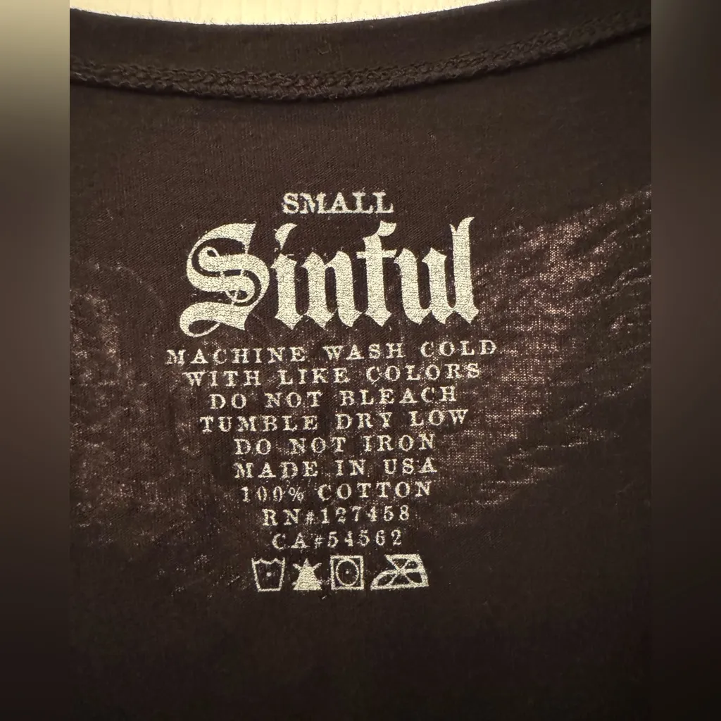 Sinful x Affliction Women’s Black Dress White Logo Crystal Studded Size Small - Image 12