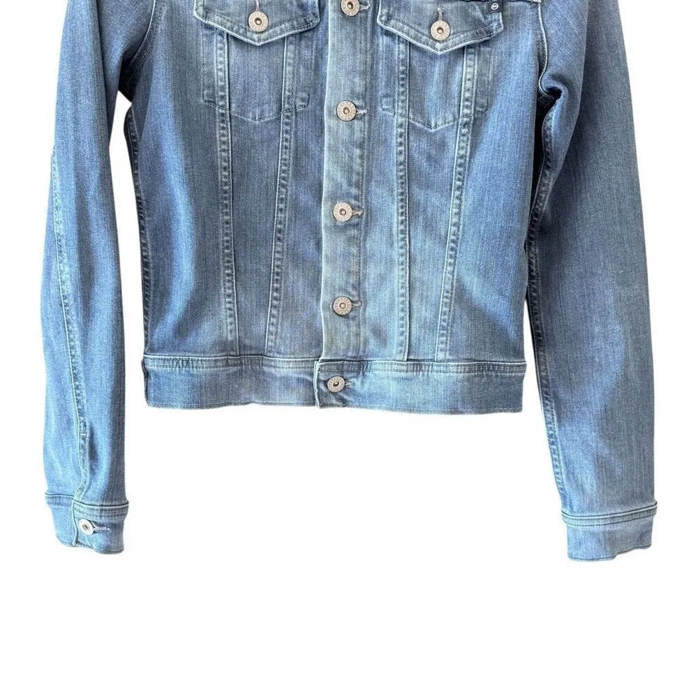 AG Adriano Goldschmied Classic Dark Blue  Stretchy Jeans Denim Jacket SZ S#2524 - Image 4
