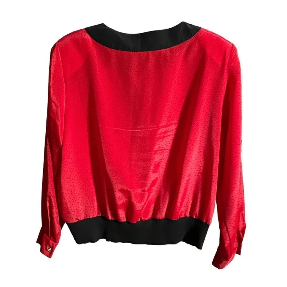 Vintage Andrea Gayle Two Piece Red & Black Dotted Skirt Set Size 16 - Image 6