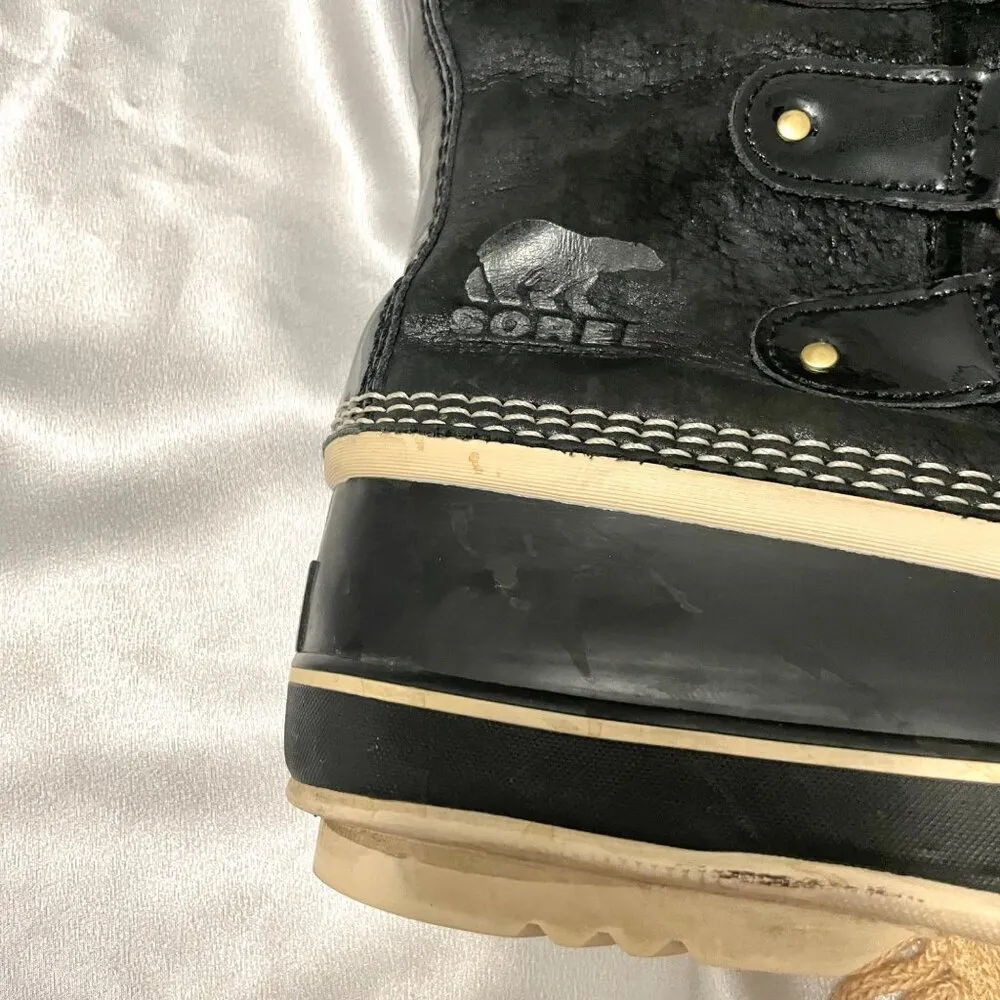 Sorel Joan of Arctic Holiday Leather Shearling Boots Black NL2392-010 Size 9 - Image 2