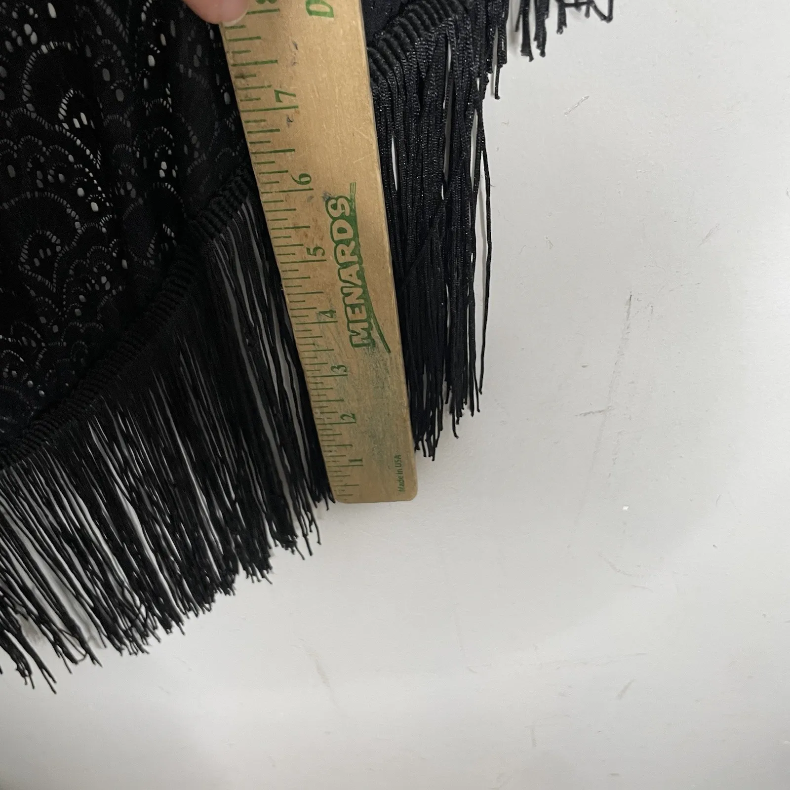 WHBM Sheer  Kimono Small Black Fringed Boho Cardigan - Image 6