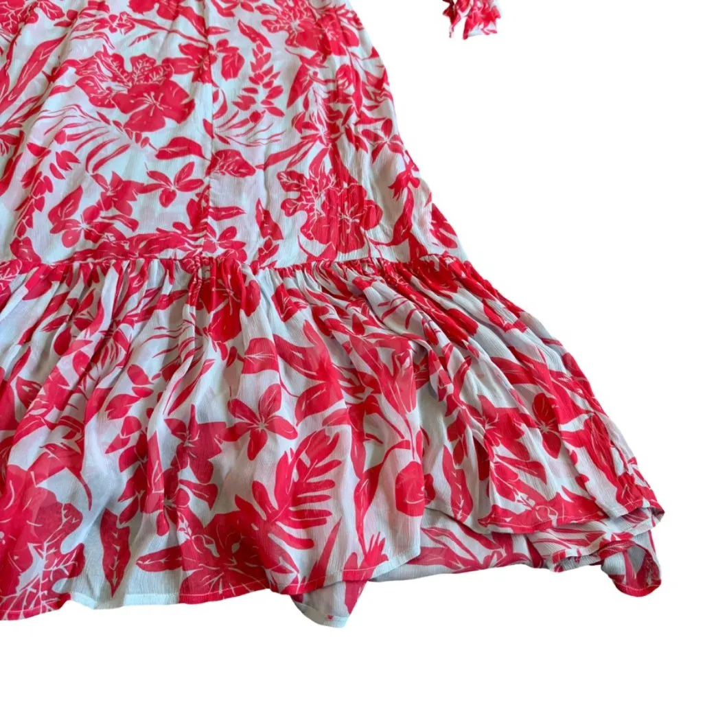 By Anthropologie Long Sleeve V-Neck Chiffon Flowy Dress Sheer Floral Size Medium - Image 6