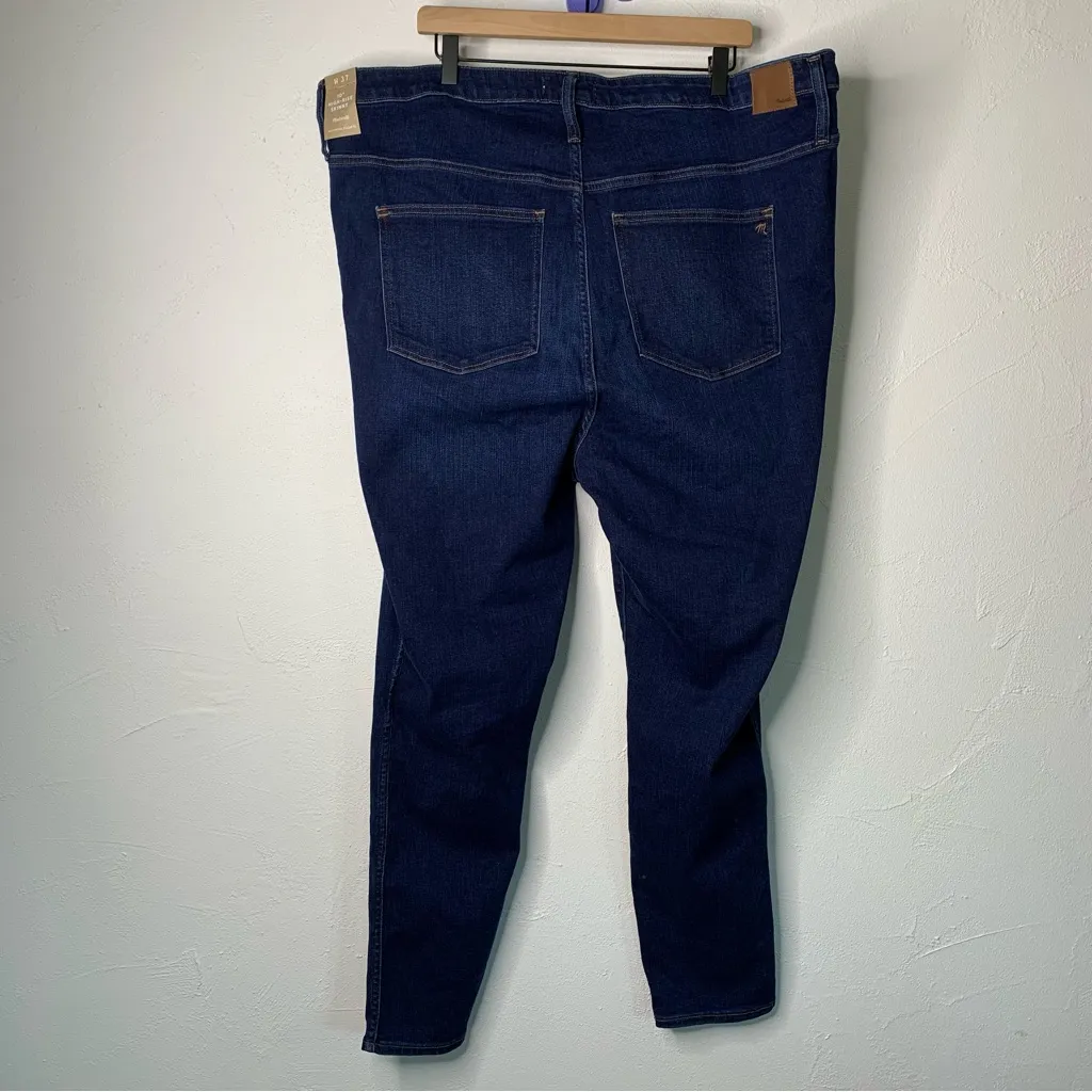 Madewell Waist 37” NEW 10” High Rise Skinny Jeans Dark Wash Classic Minimal - Image 3