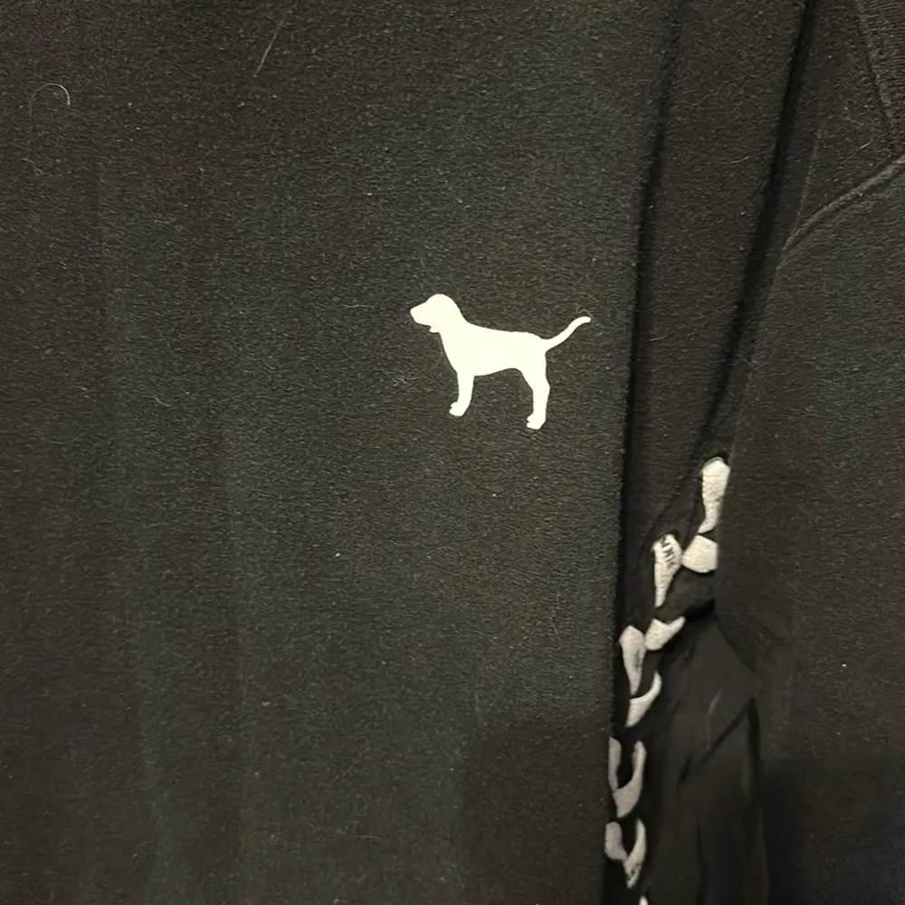 PINK Victoria's Secret Women Sweatshirt Black Logo Lace Up Crew Neck​ - Image 4