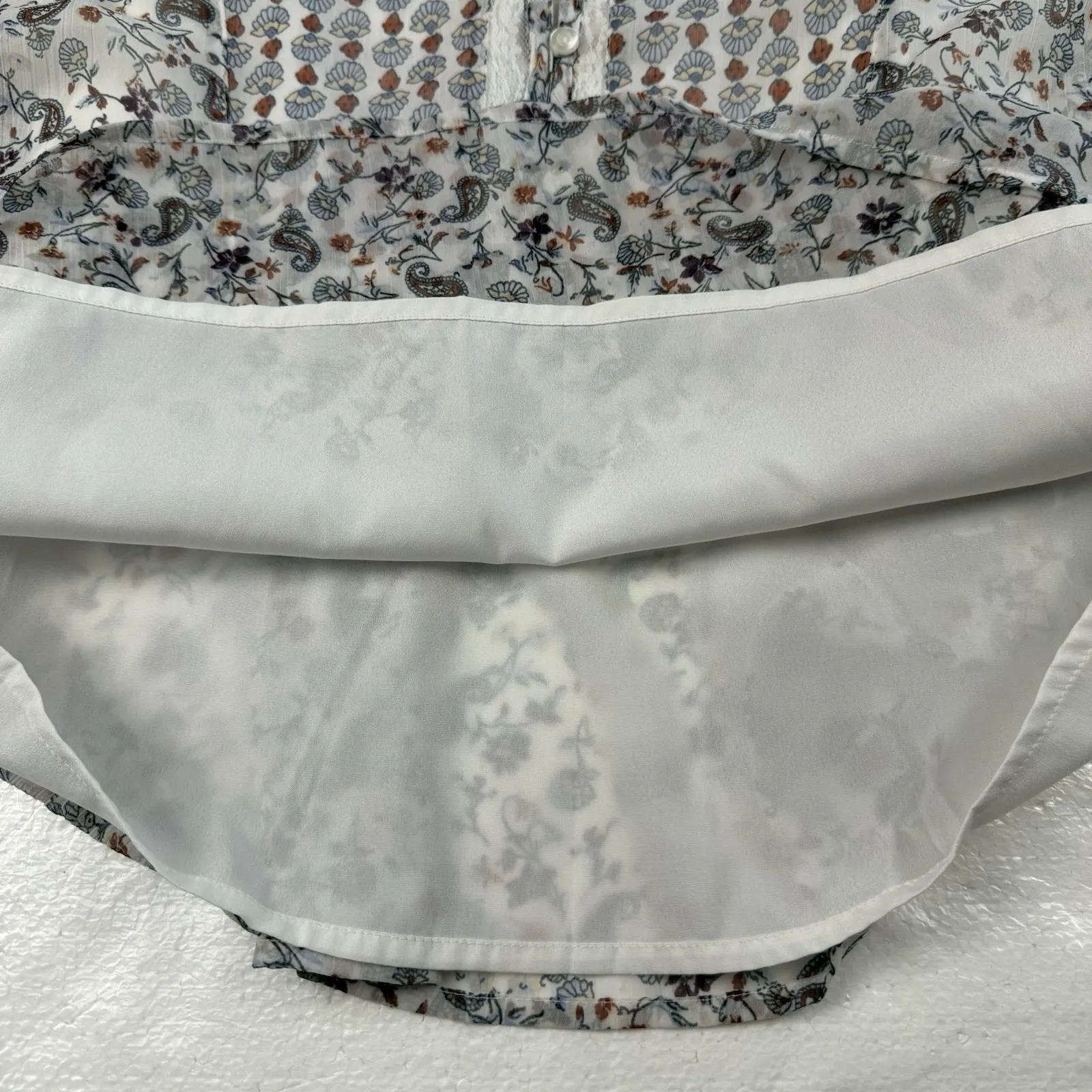 Hollister Boho Peasant Blouse Top Sheer Floral Long Sleeve Top Size Large Lace - Image 3