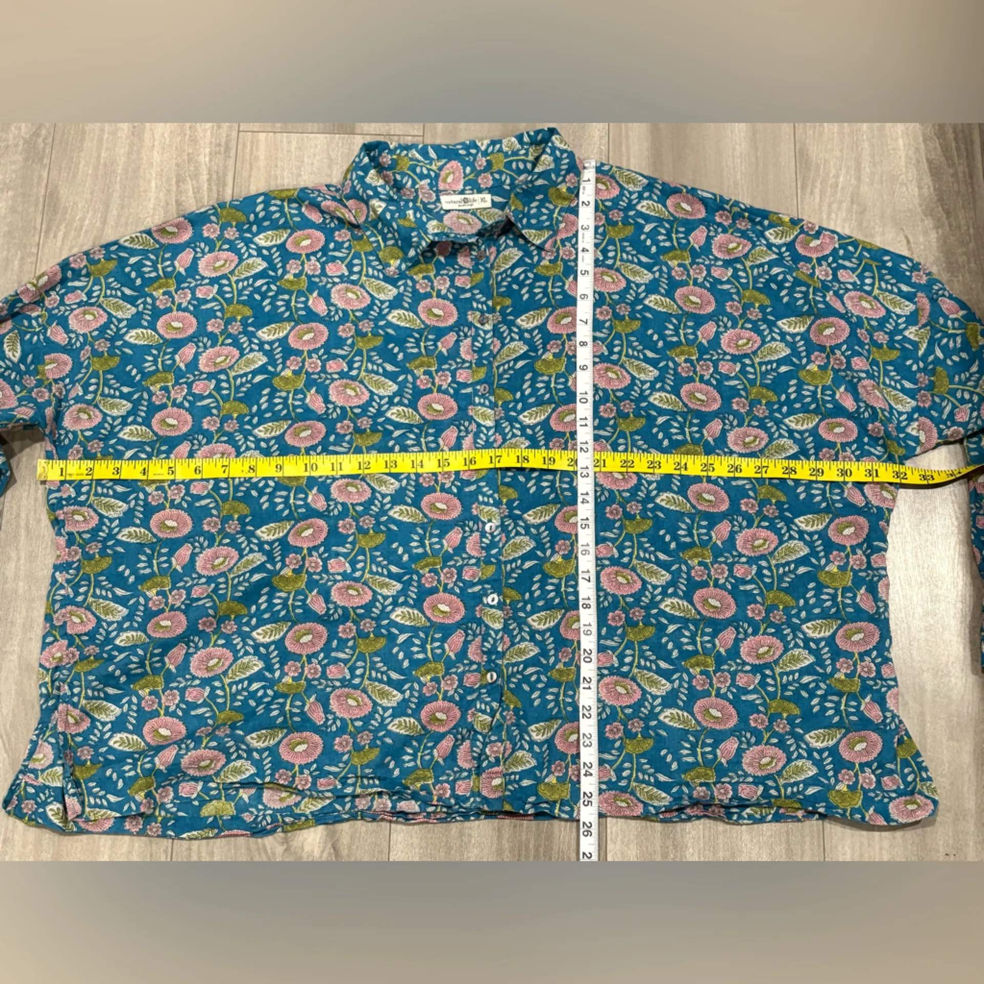 NATURAL LIFE Floral Button-Up Top - Blue and Pink - Image 3