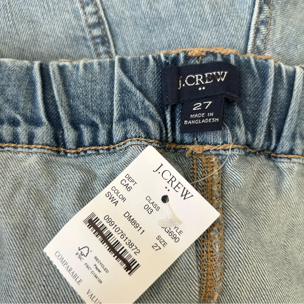 NWT J.Crew Factory Denim Drawstring Shorts High Rise Waist Size 27 Blue - Image 3