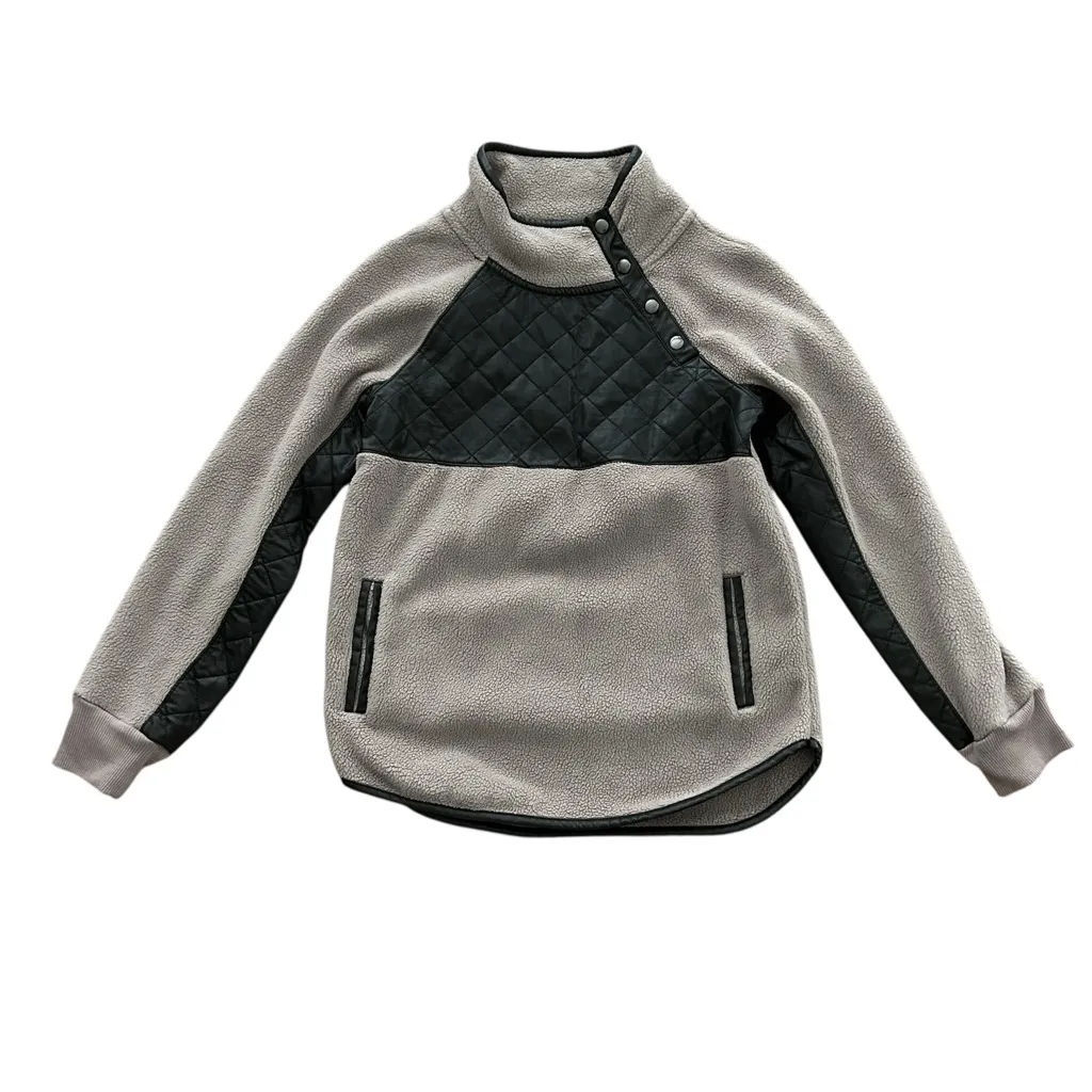 Abercrombie & Fitch Asymmetrical Snap Up Fleece Pullover - Image 3