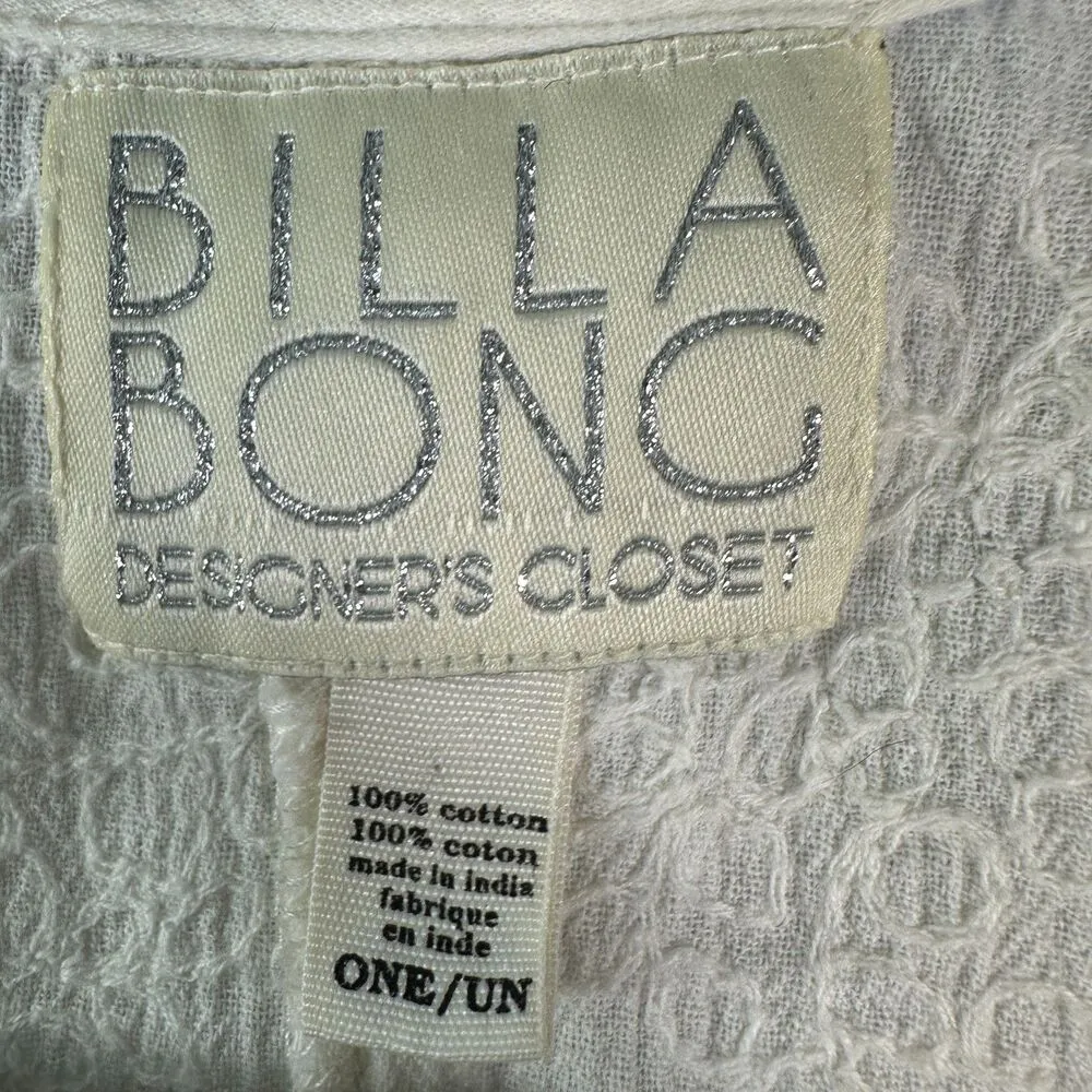 Billabong Designer's Closet Floral Embroidered Fringe Topper Coverup One Size - Image 7