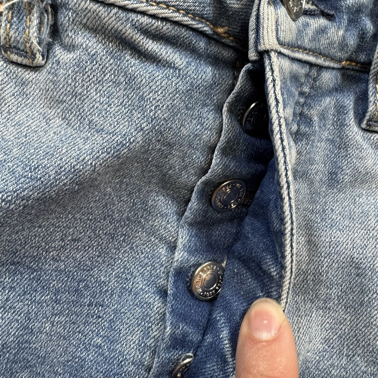 We The Free - Free People Distressed Denim Shorts Women 26 Button Fly - Image 3