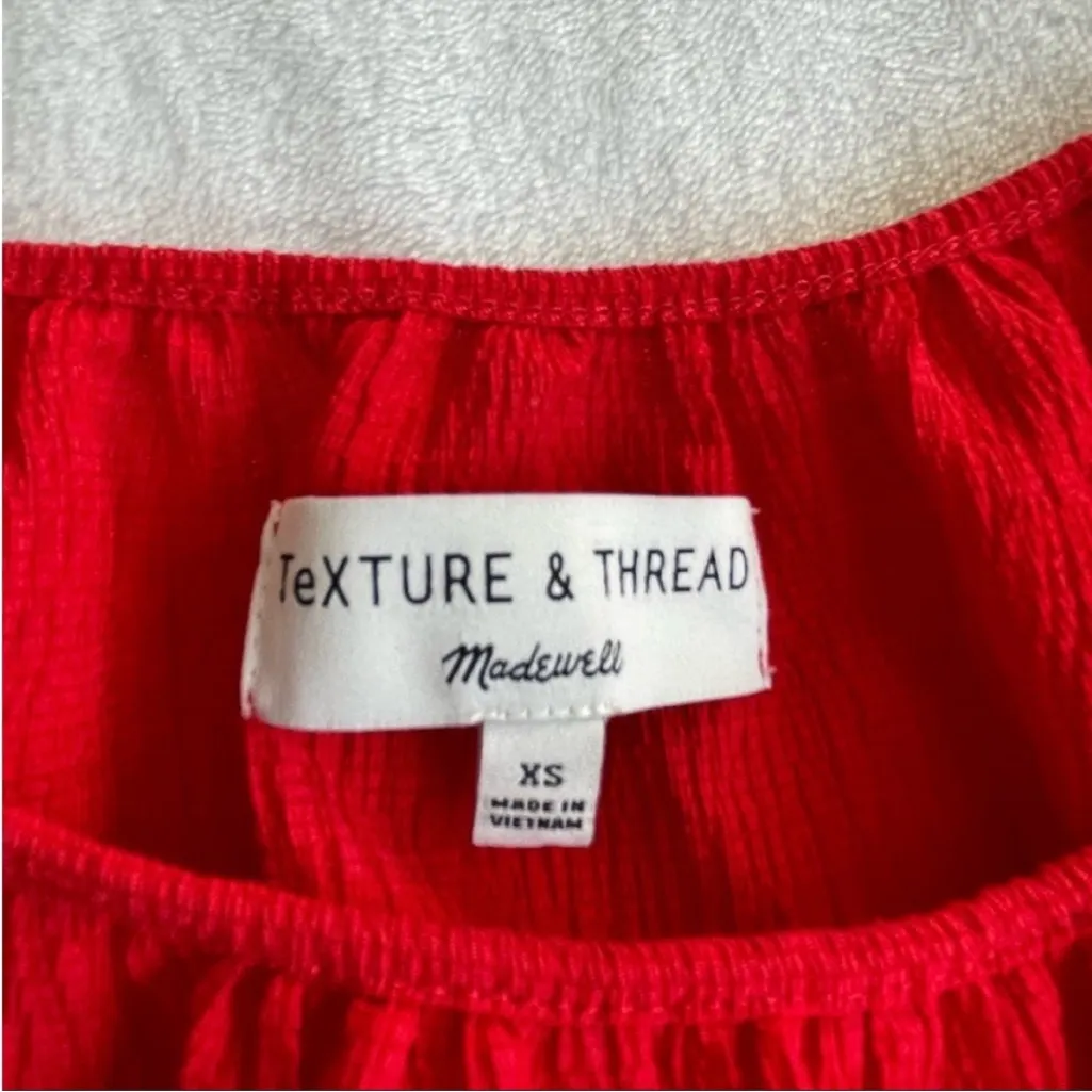 Madewell Red Peasant Puff Sleeve Top - Image 5