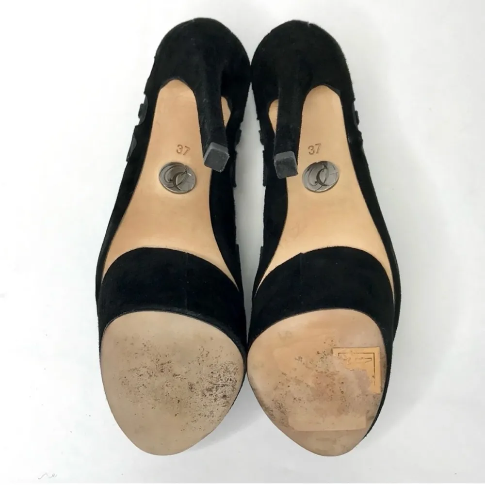 🎯Olcay Gulsen Black Platform Mesh Designer Heels Pumps 37 Size 7 - Image 10