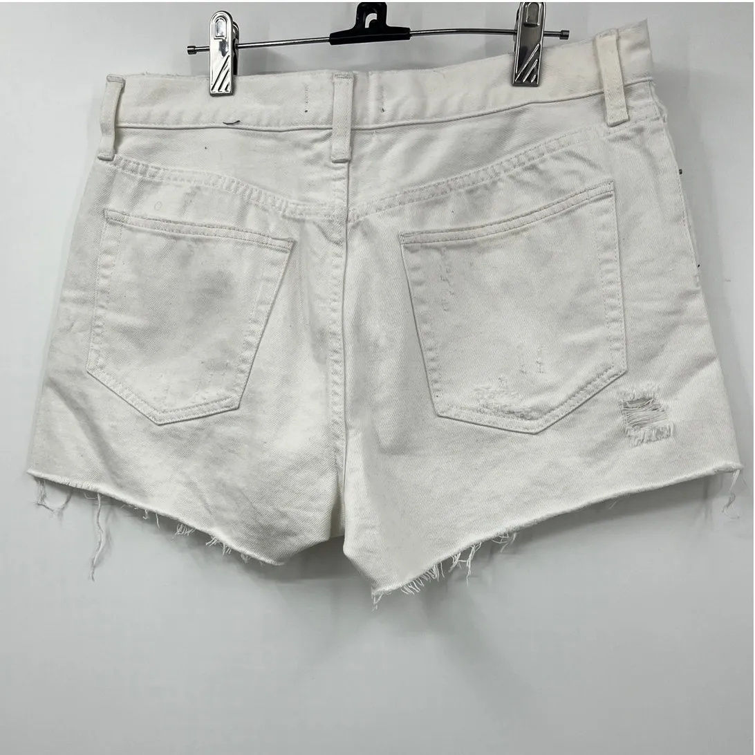 We the Free People Womens Distressed Denim Shorts‎ Stretch Pure White Size 31 - Image 6