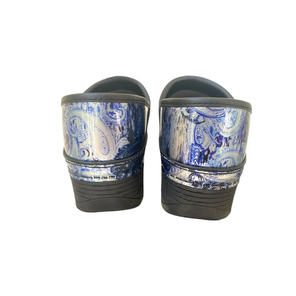 Dansko Blue Floral Patent Clogs Sz 41 - Image 4
