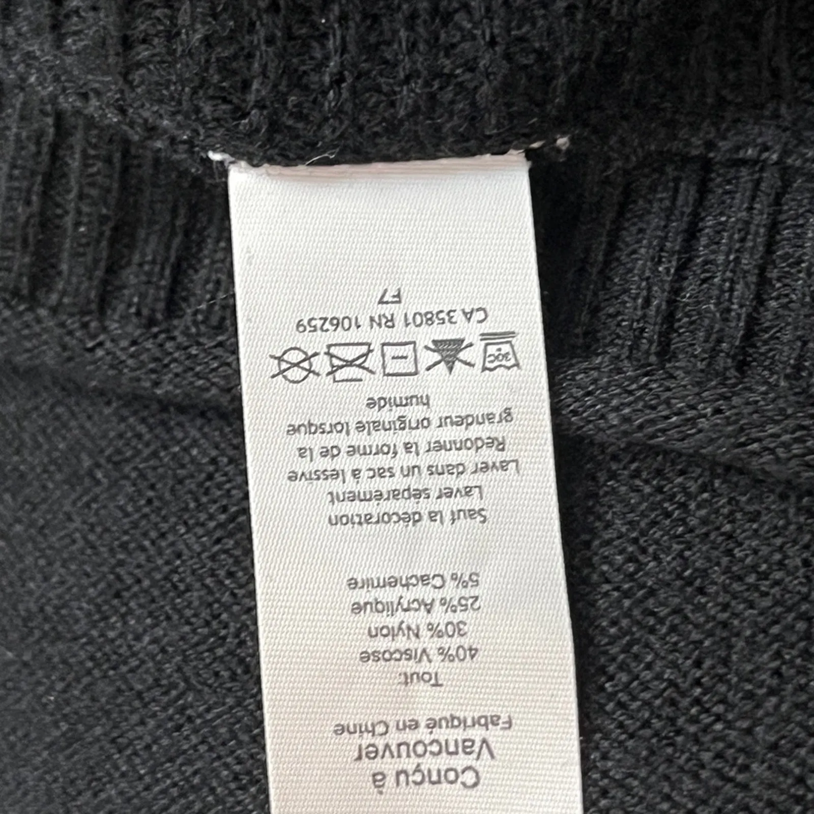 Lululemon One Size Black Relaxed Sweater Knit Tunic Top Viscose Cashmere Blend - Image 3