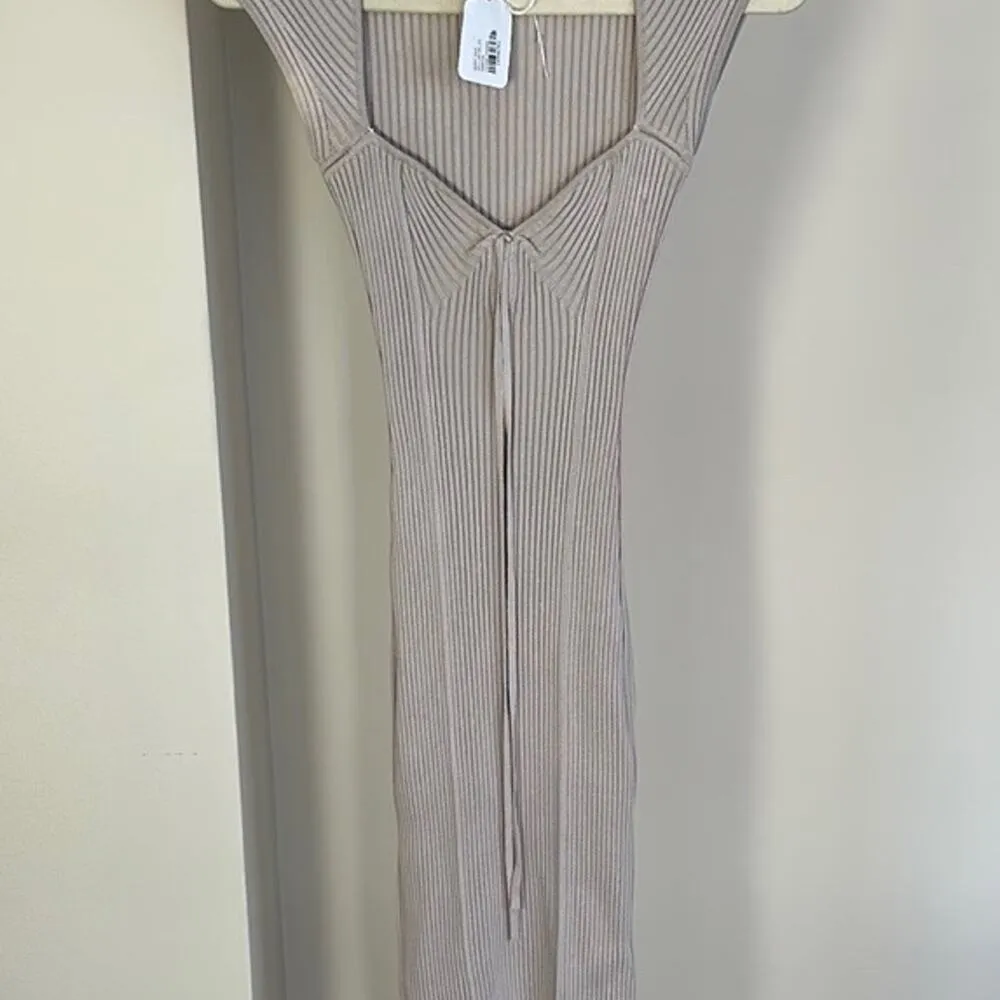 Johnathan Simkhai Florence Midi Dress in Stone Tan XS Gray - Image 5