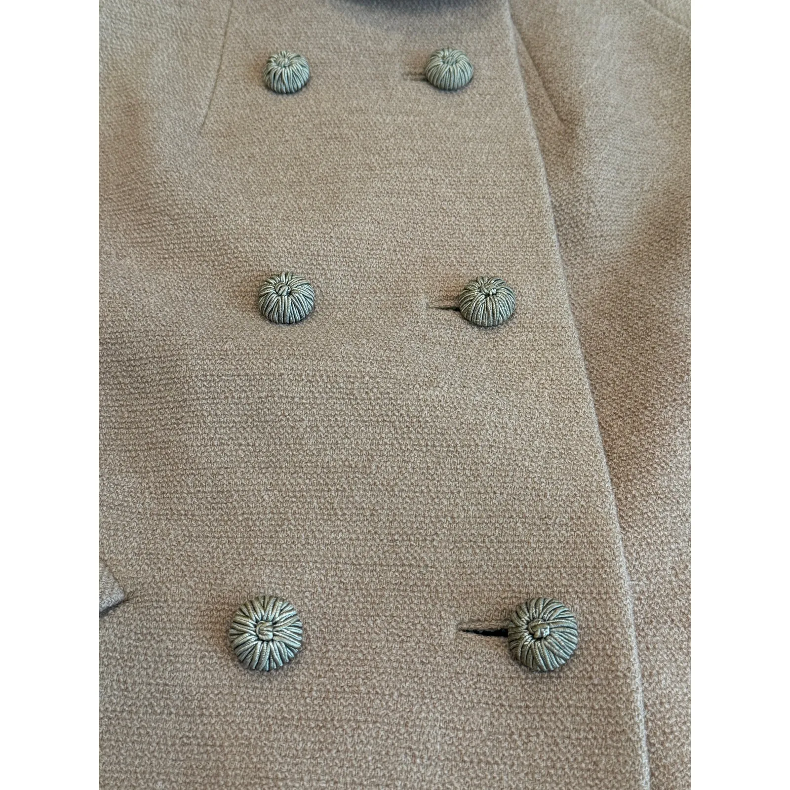 Vintage David Crystal Wool Coat Womens L Camel Fur Trim Double Breasted Luxe Tan Size L - Image 8