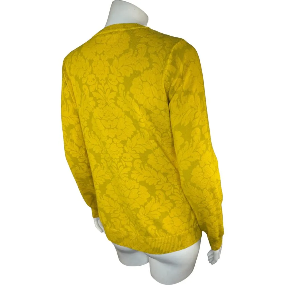 Isaac Mizrahi Live! Damask Printed Crew Neck Cardigan Gold XS - Image 11