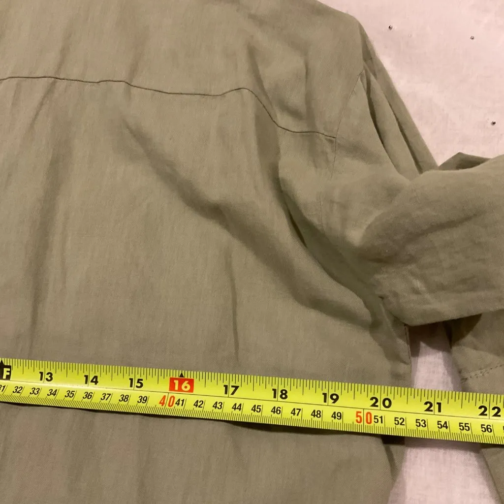 NWT ZARA LINEN BLEND SHIRT MINI DRESS GREEN linked belt SZL bust40 US 8 - Image 3