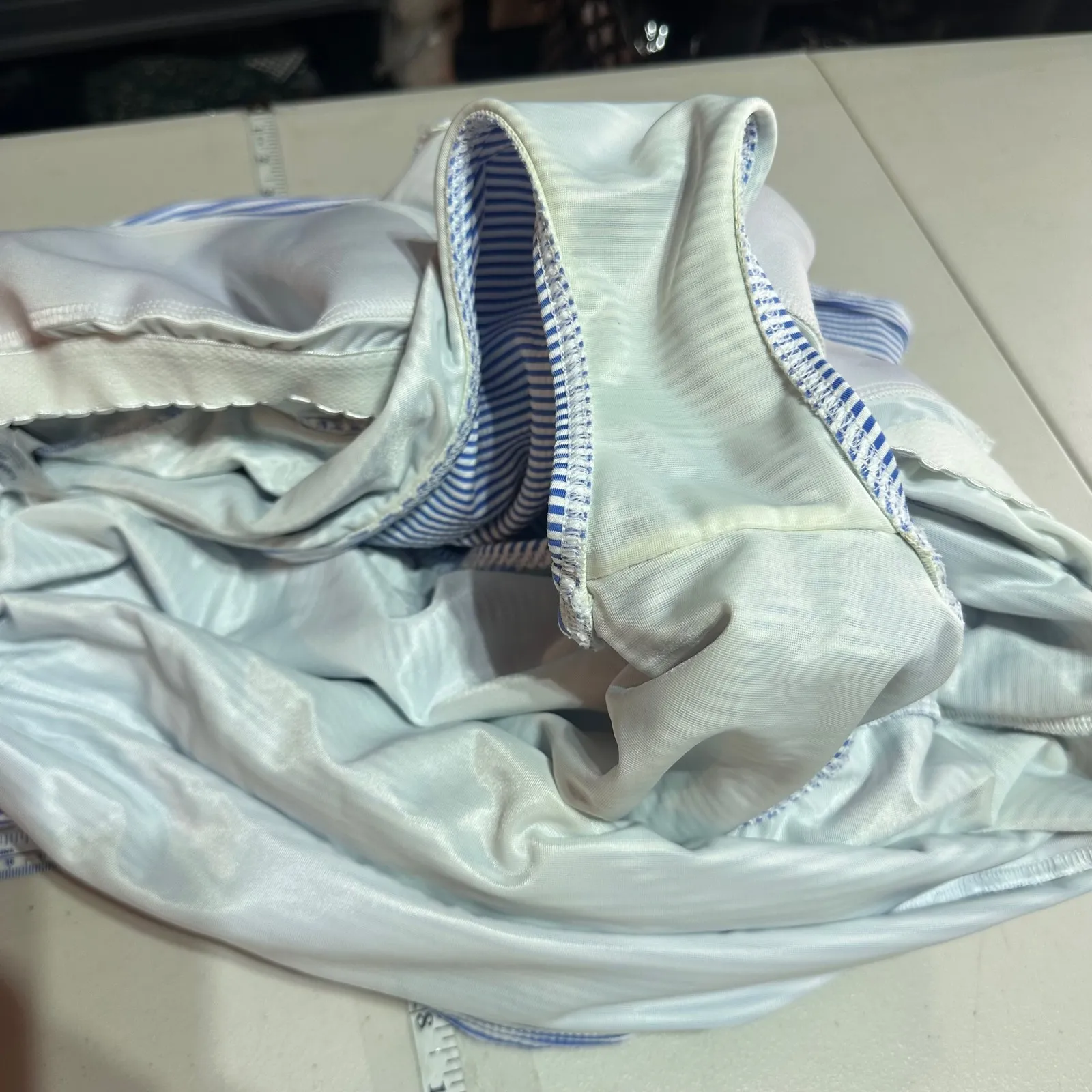 Lands End Womens 26W Blue White Striped Faux‎ Wrap Swim Dress Tummy Control - Image 8