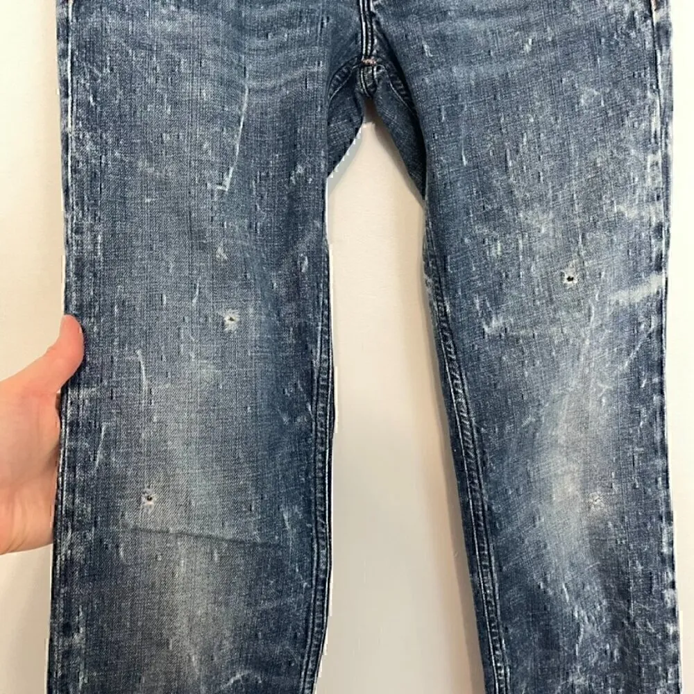 DIESEL Lowky Stretch Jeans Distressed Medium Wash Ripped Y2K Low Rise Straight - Image 9