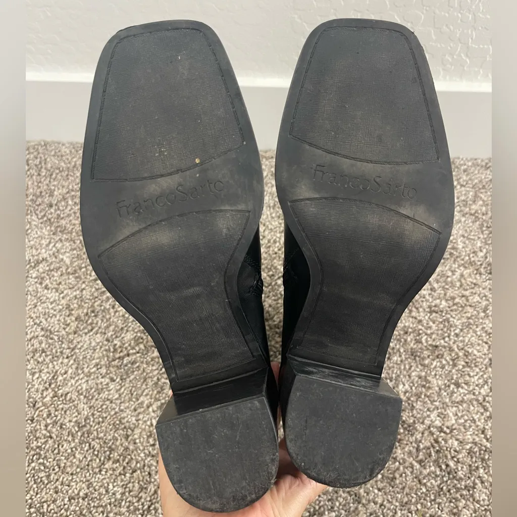 Women’s Franco Sarto L-Stevie Black Leather Below Calf Boots Square Toe Size 9M - Image 8