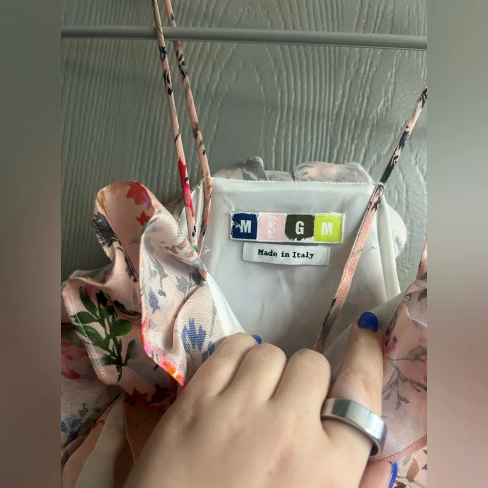 MSGM Floral Silk Mini Dress Pink Size 14 - Image 5