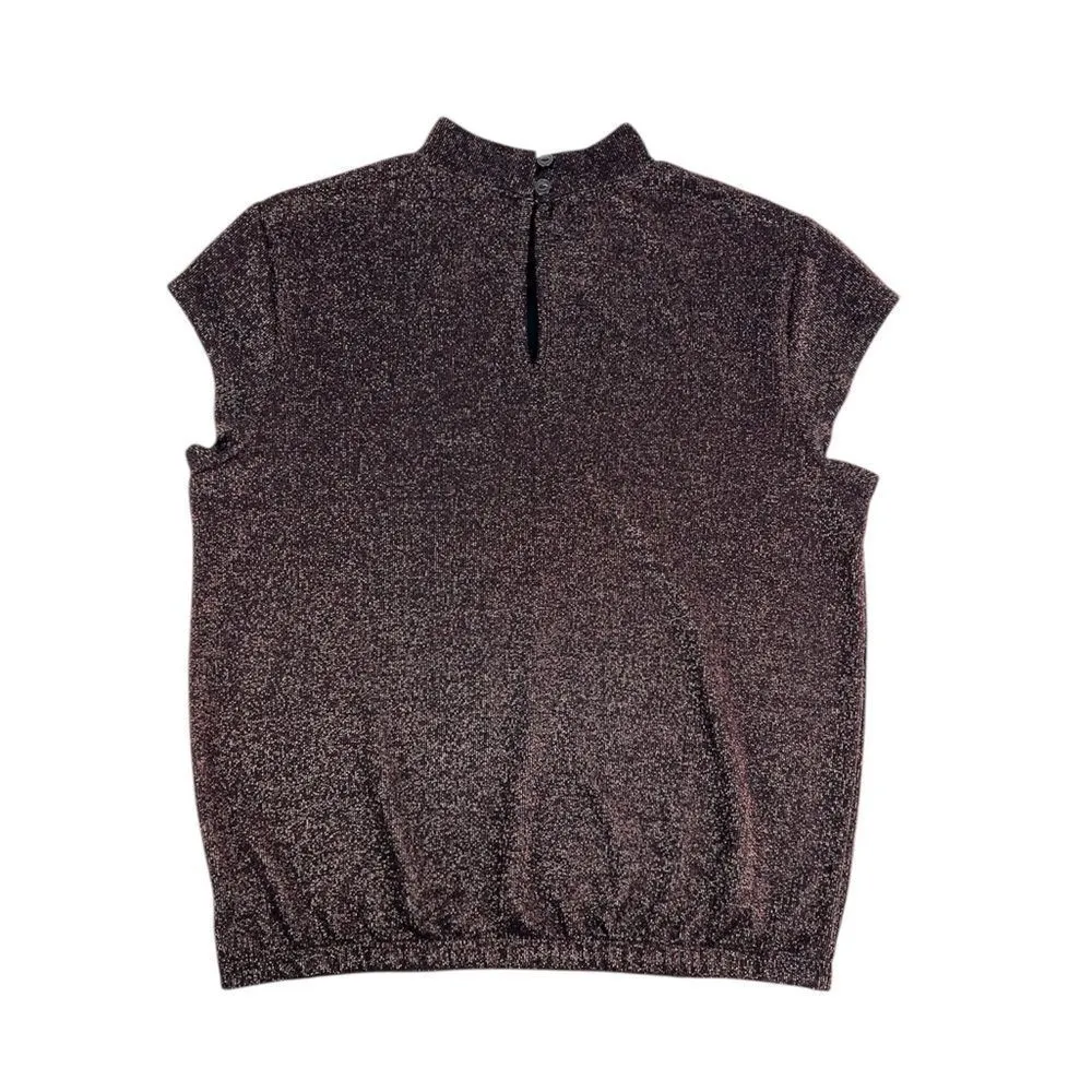 Sanctuary Shimmer And Shine Black Rose Gold Cap Sleeve Blouse Top Size Small - Image 2