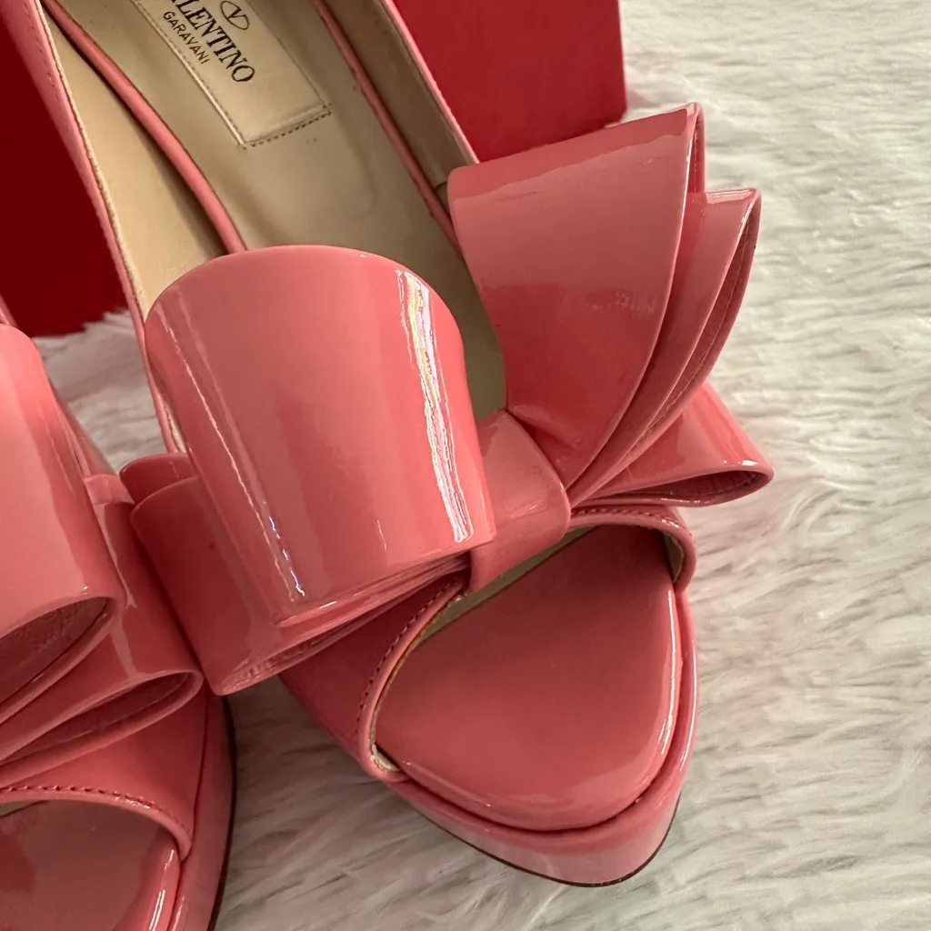Authentic Valentino Garavani Couture Bow Patent Leather PINK Heels Shoes 35 SEXY - Image 6