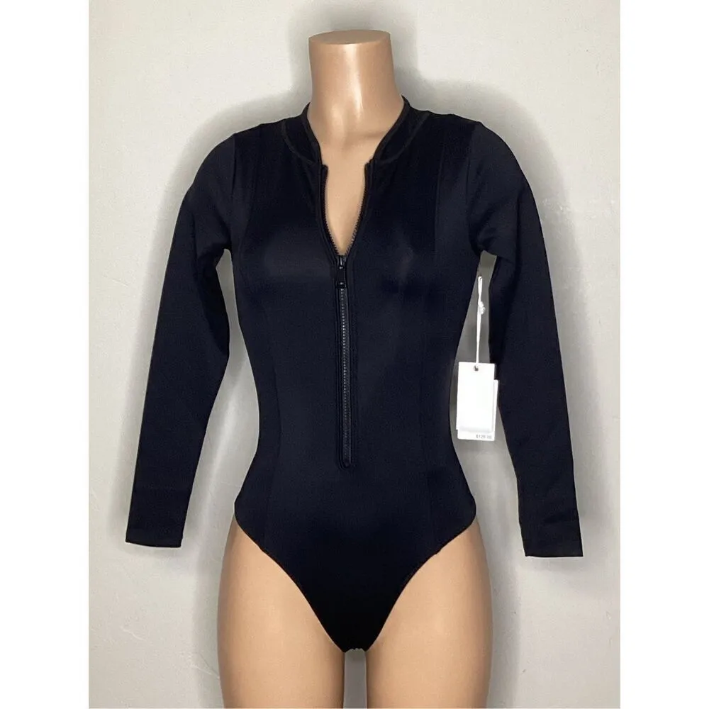 NEW. Good American black long sleeve scuba suit. XS. Retails $129 - Image 7