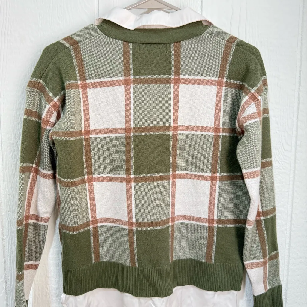 Rachel Zoe Green and Brown Plaid Cardigan - Image 2