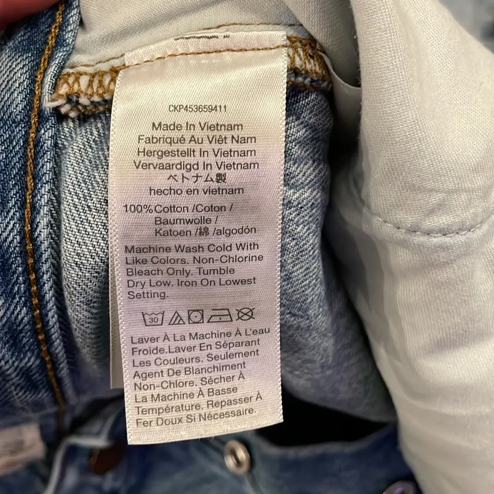 High-Rise Long Denim Shorts in Brightwater Wash - Image 11