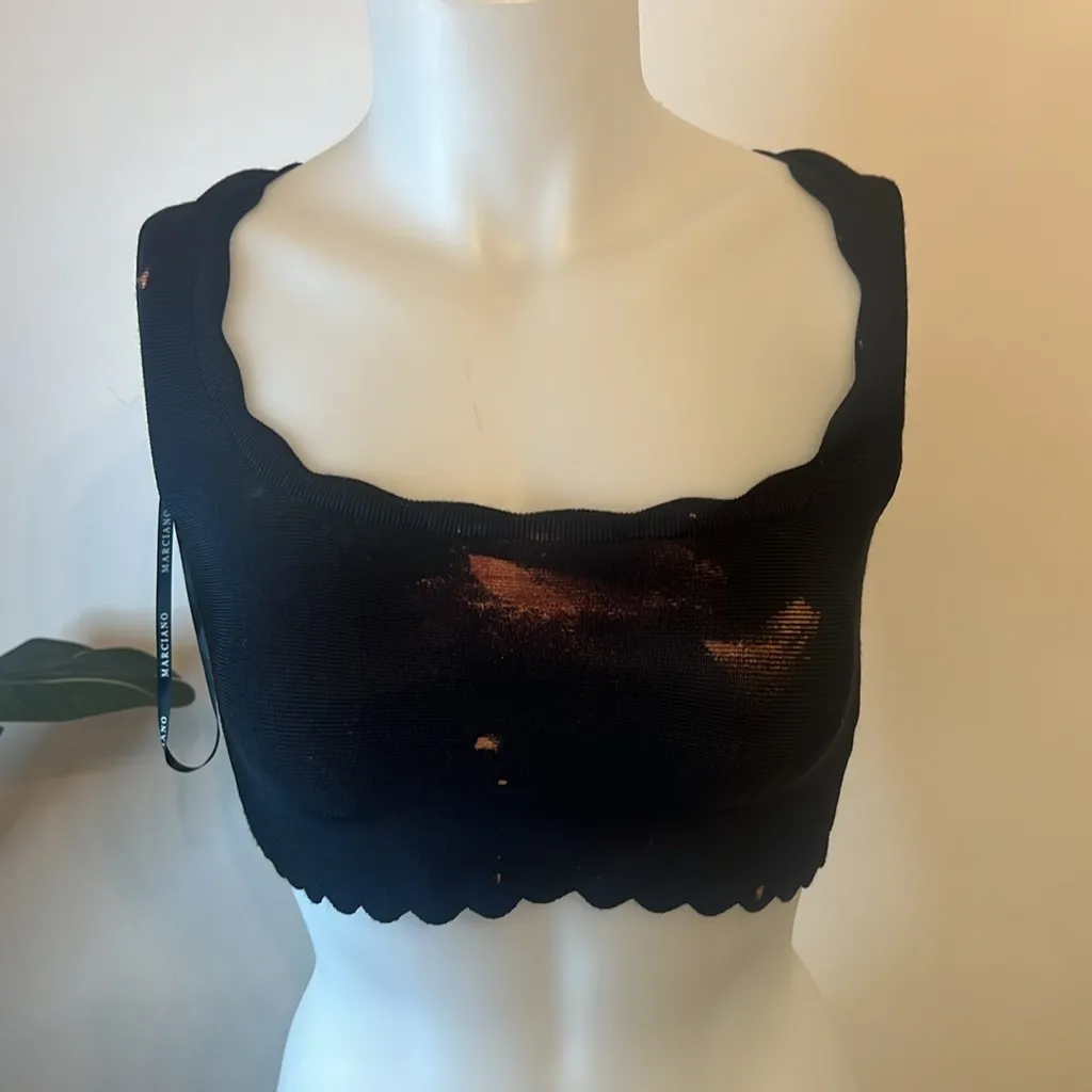 Marciano Black Gold Copper Tone Back Zip Crop Top - Image 3