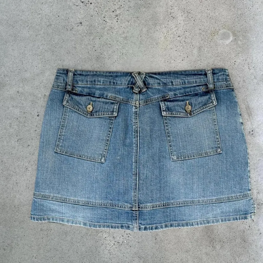 2000S denim mini skirt Blue Size 14 - Image 5