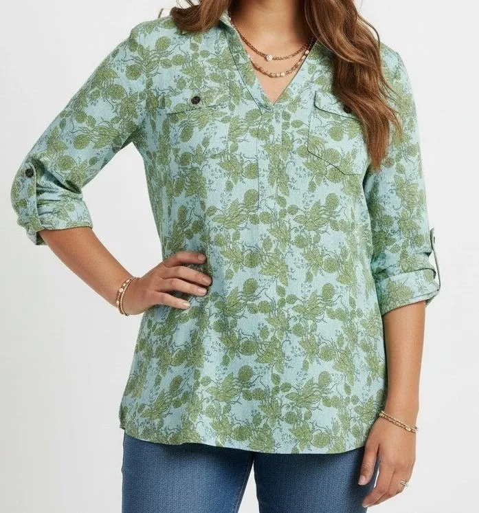 Matilda Jane Womens Dappled Piper Secret Fields Cottagecore Top Size M Green - Image 1