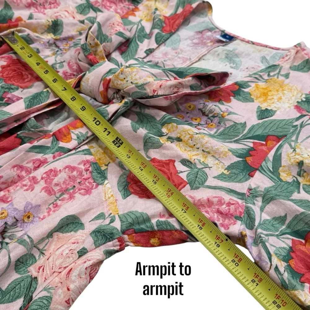 Old Navy Multicolor Linen Blend Floral Garden Party Spring Summer Maxi Dress XL - Image 10