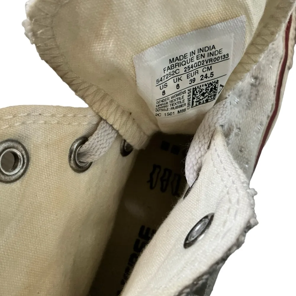 high top studded star Chuck Taylor skater shoes white canvas lace up 8 - Image 8