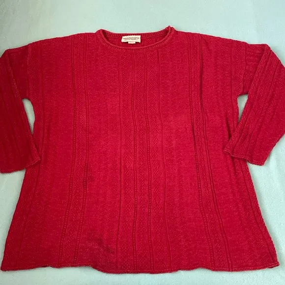 ABSOLUTELY COTTON knit sweater oversized long sleeve crewneck burgundy size M Red Size M - Image 1