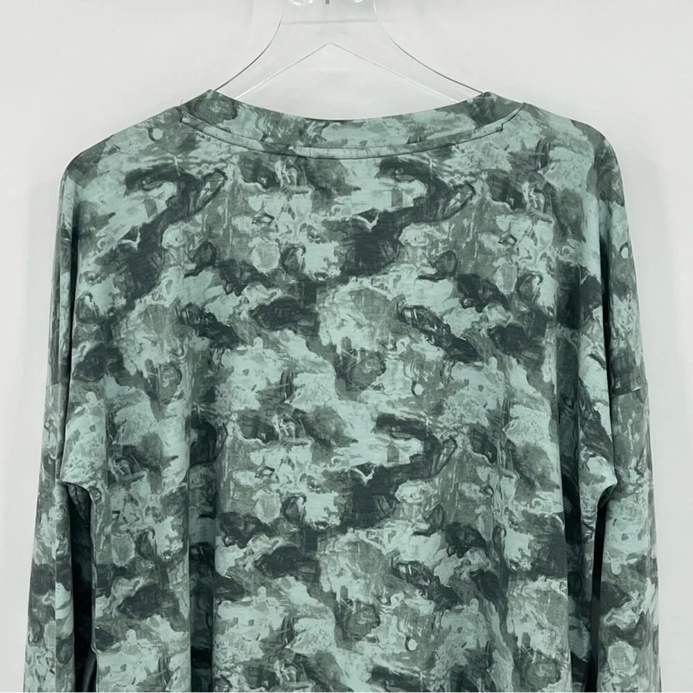 Wonderly Studio crew cozy soft lounge green camo long sleeve tunic top XL NEW - Image 6