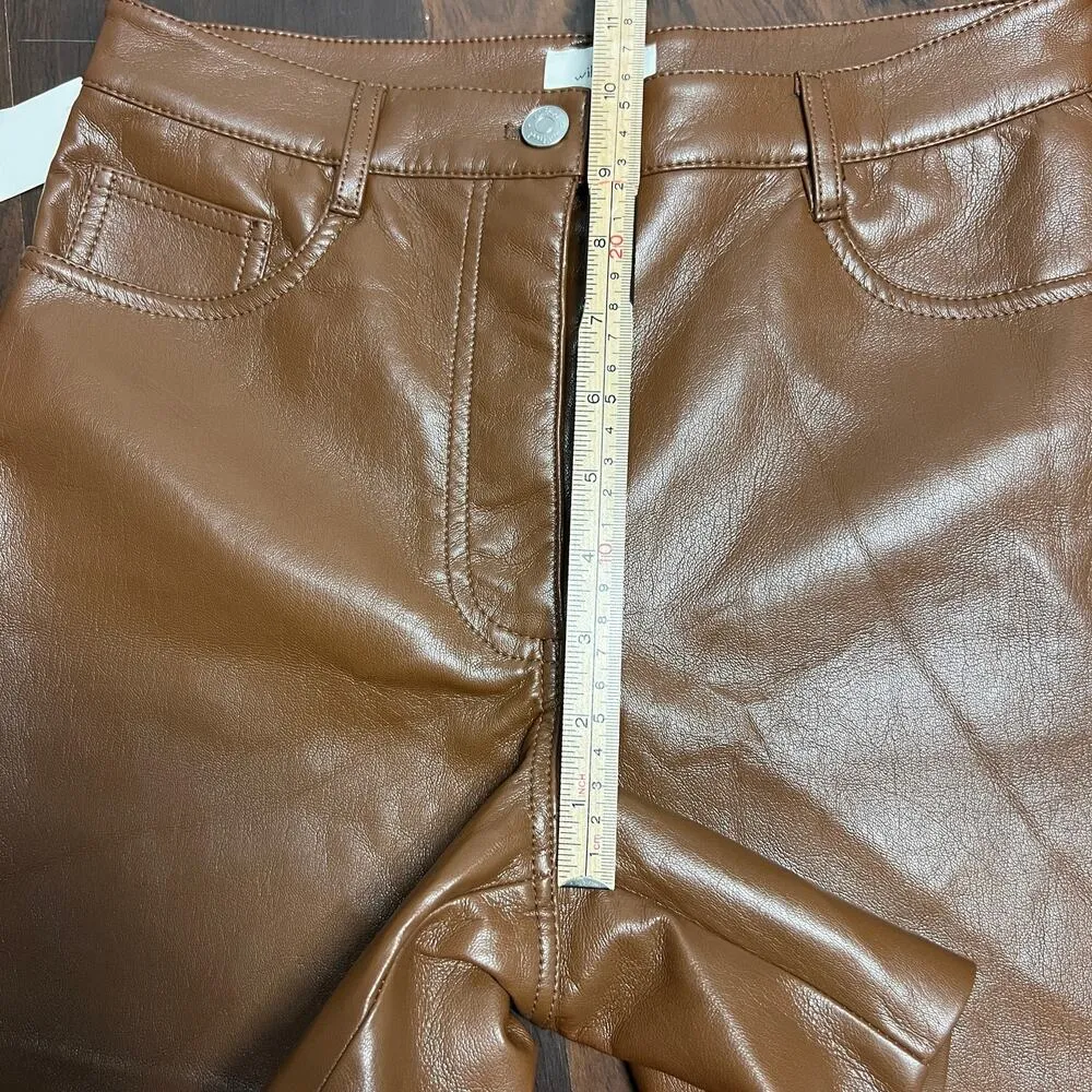 Aritzia Wilfred Melina 5" Short Women's High Waisted Cognac Sz 4 NWT Brown - Image 9