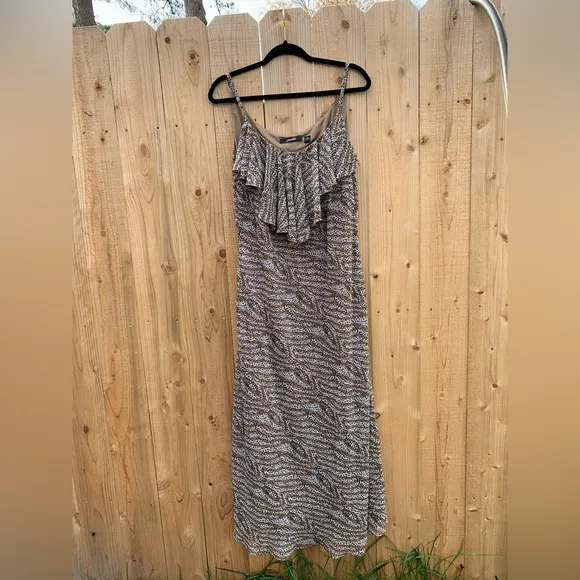 Ladies Essentials by Milano Maxi‎ Dress Cheetah Print Ruffle Size 14 Y2k Long Brown - Image 2
