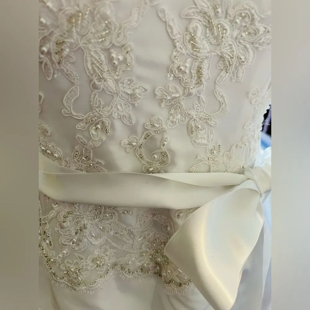 Candlelight White Satin Halter Poufy Ruched Wedding Gown with Train. - Image 5